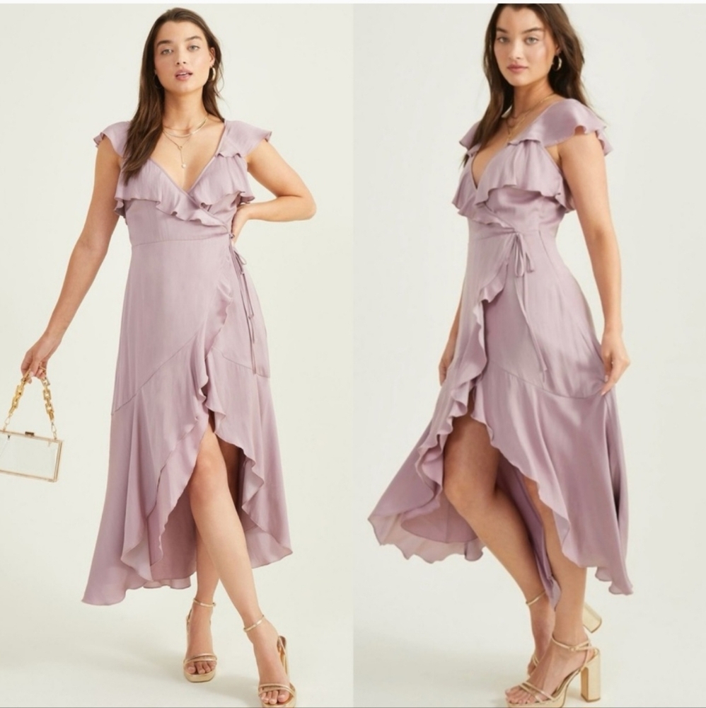 Altar'd State Louise High Low Faux Wrap Ruffle Dress - M